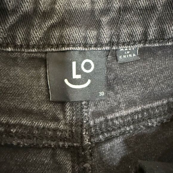 Lazy Oaf LO Black Gray Denim Wide Leg Crop Jean 30” - Picture 3 of 7
